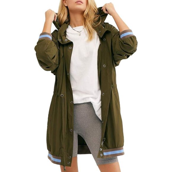 Free People Women's Windswept Jacket Green Olive Lightweight Size XS No Hood - Picture 3 of 16